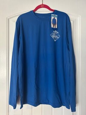 Hang Ten Men’s Long Sleeve Crew in Blue with Wave Logo